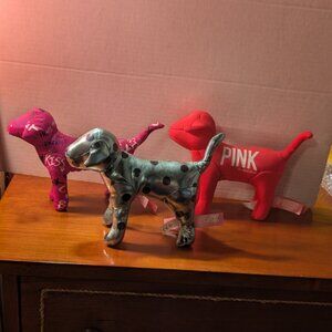 Lot of three Victoria's Secret PINK plush dogs